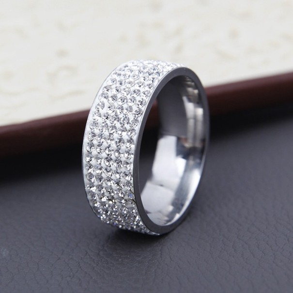 Kvinnors vigselring med stenar J1222 silver 7