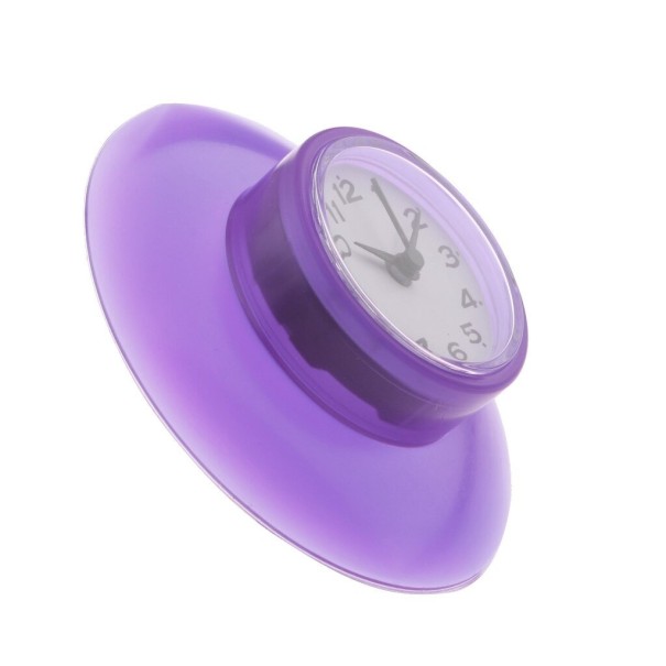 Kylpyhuoneen kello imukupilla violetti