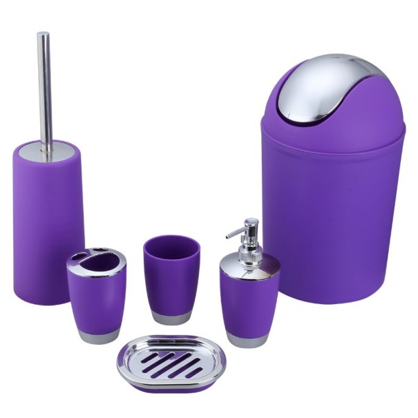 Kylpyhuonetarvikesarja 6 osaa violetti
