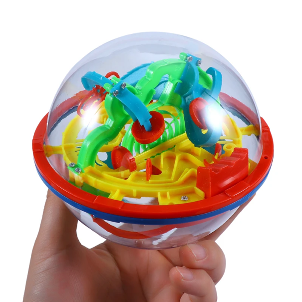 Labirinto mini 3D rotondo con pallina metallica Gioco logico trasparente per bambini e adulti Sviluppo della coordinazione e della pazienza 13 cm 1