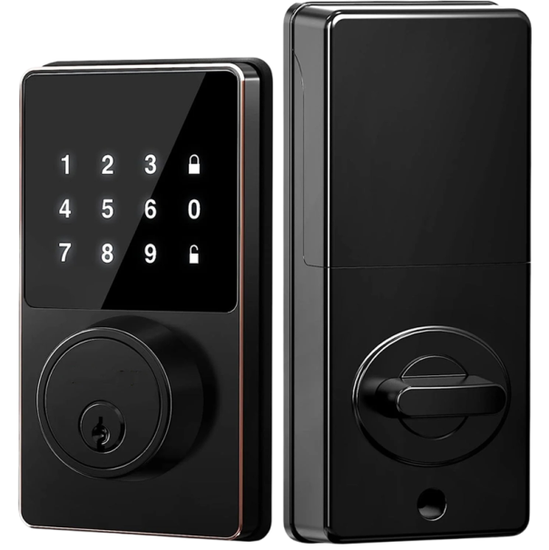 Lacăt de ușă inteligent cu tastatură Bluetooth aplicație mobilă mecanism cilindric securitate electronică a intrării negru