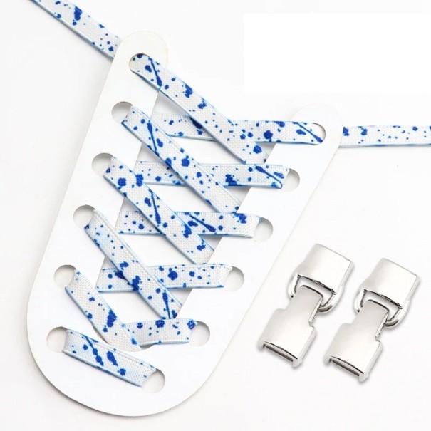 Lacci elastici per scarpe senza annodare 100 cm Lacci in poliestere con chiusura in metallo Calzata rapida per scarpe sportive e quotidiane bianco-blu
