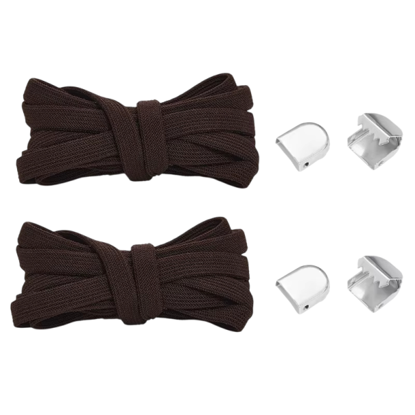 Lacci elastici piatti 8 mm 105 cm 1 paio Allacciatura rapida senza nodi per scarpe da ginnastica Per bambini e adulti Accessorio universale caffè