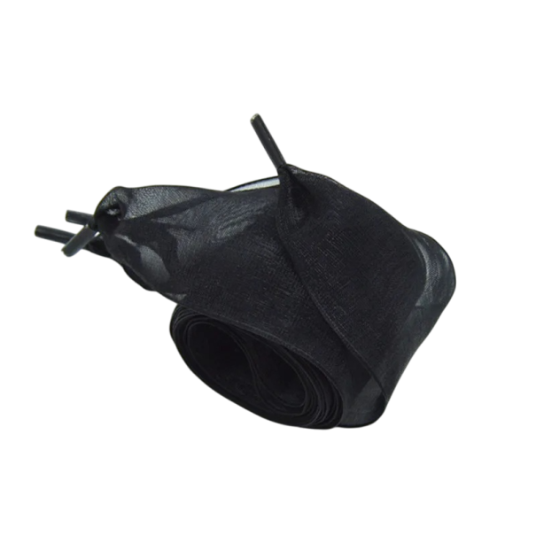 Lacci in chiffon trasparente per scarpe 140 x 4 cm Lacci piatti larghi in seta Lacci eleganti e stilosi per sneakers e calzature nero