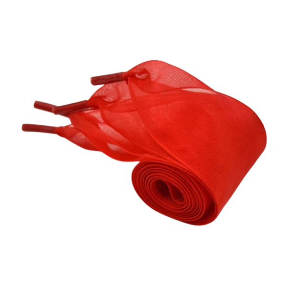 Lacci in chiffon trasparente per scarpe 180 x 4 cm Lacci piatti larghi in seta Larghe nastri di moda per sneakers e scarpe alte rosso