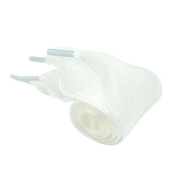 Lacci in chiffon trasparente per scarpe 80x4 cm Effetto seta Fiocchi grandi Lacci larghi Accessorio stiloso Calzature eleganti Modifiche fai da te bianco