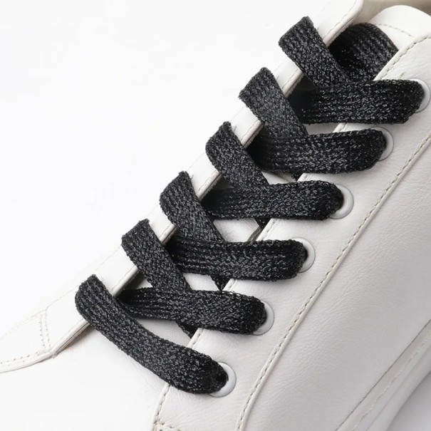 Lacci piatti lucidi per scarpe 120 cm 1 paio Lacci scintillanti per sneaker stilose Accessorio di moda Lacci lucidi Streetwear Calzature nero