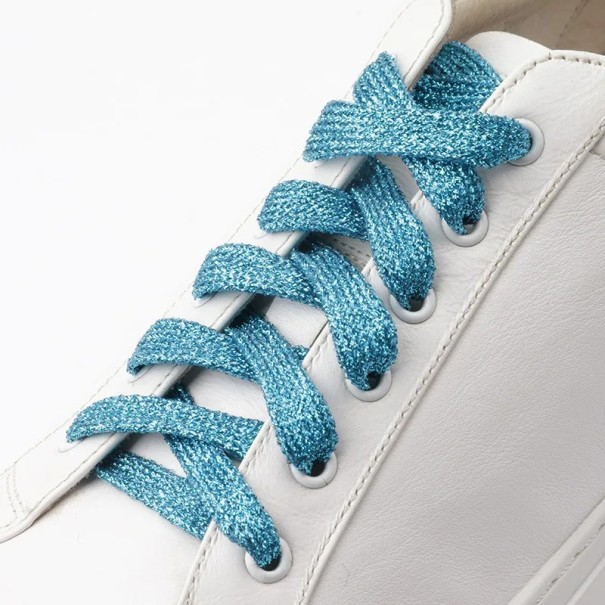 Lacci piatti lucidi per scarpe 160 cm 1 paio Lacci scintillanti per sneakers alla moda Accessorio di moda Lacci lucidi Streetwear Calzature blu