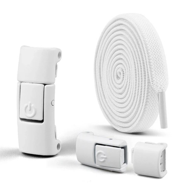 Lacci senza annodatura 100 cm Lacci sportivi elastici con chiusura nel colore dei lacci Scarpe da corsa Fitness Calzature per bambini Comfort bianco