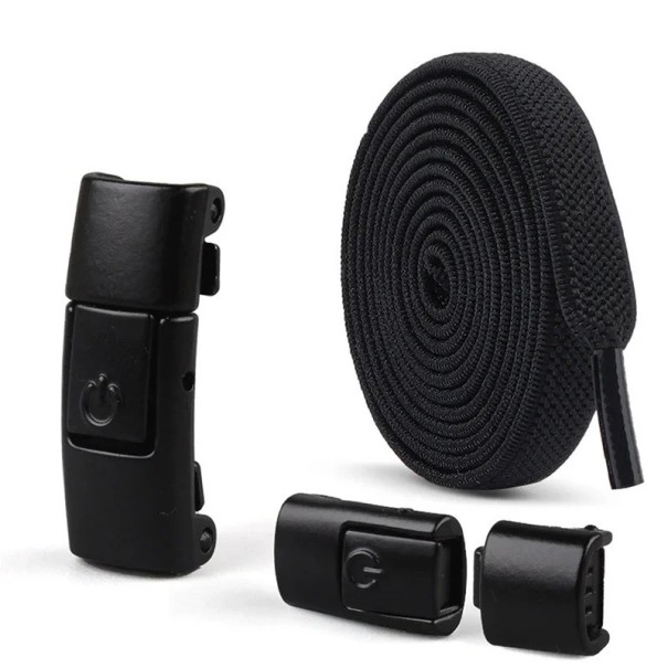 Lacci senza annodatura 100 cm Lacci sportivi elastici con chiusura nel colore dei lacci Scarpe da corsa Fitness Calzature per bambini Comfort nero