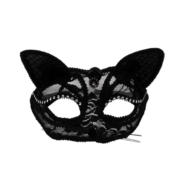 Lace Animal Mask with Rhinestones black