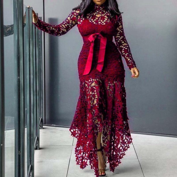 Lace Evening Dress wine red XXL