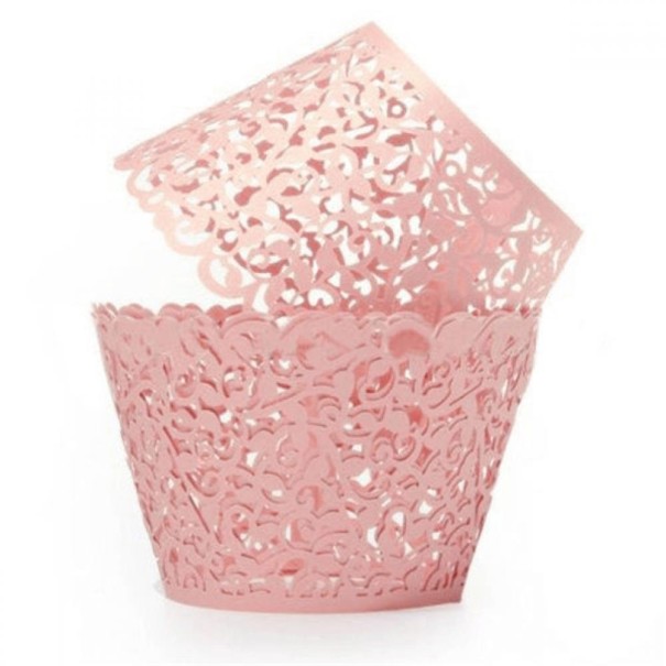 Lace Muffin Cases 12 pcs pink
