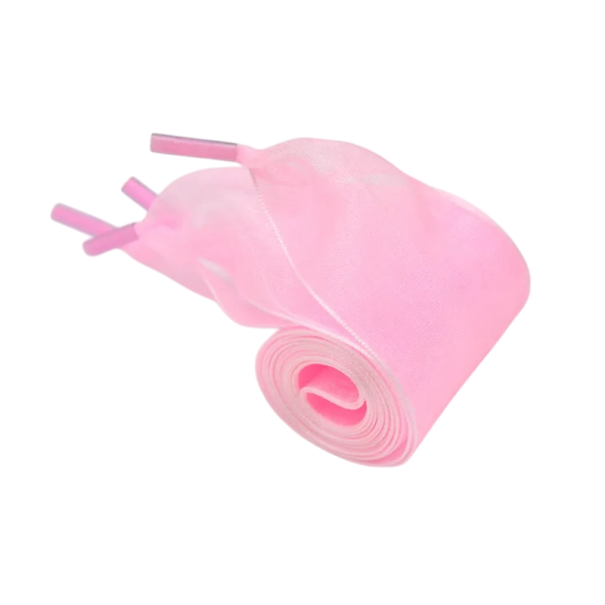 Lacet en chiffon transparent pour chaussures 60 x 4 cm Lacets plats larges en soie Rubans courts à la mode pour ballerines et chaussures stylées rose