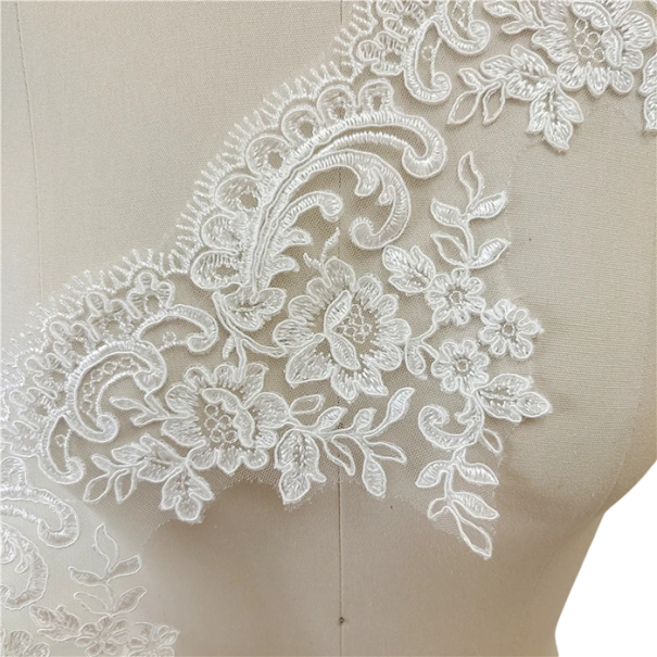 Lacet en dentelle blanche 2,7 m de large 15 cm Viscose dentelle en nylon avec bord floral bord décoratif pour couture décoration de vêtements décoration textile 1