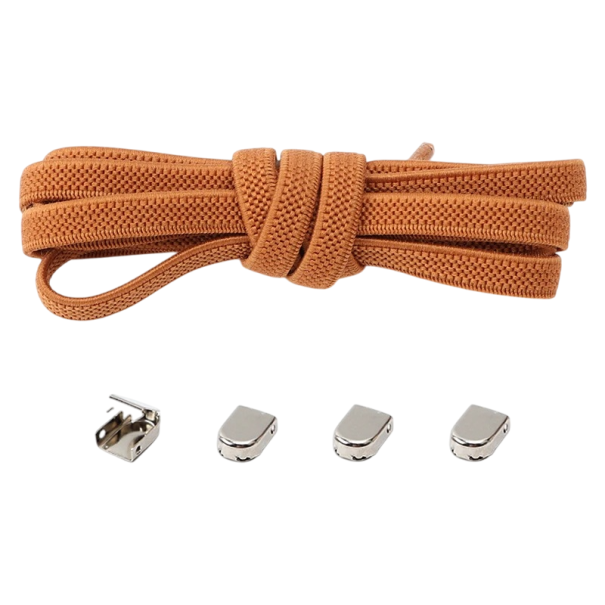 Lacets élastiques pour chaussures 105 x 0,7 cm Sans nouage pour enfants et adultes Taille unique Boucle en métal Enfilage rapide Style sportif marron
