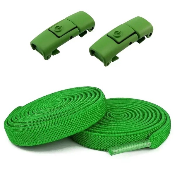 Lacets élastiques pour chaussures sans nouage 100 cm Lacets avec verrou Boucle en métal Enfilage rapide pour chaussures de sport et de tous les jours vert