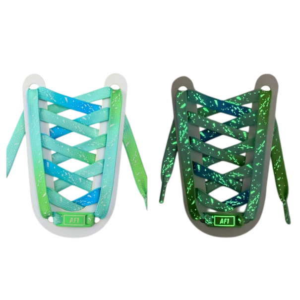 Lacets lumineux pour chaussures 120 cm Lacets avec motif éclaboussures Effets lumineux colorés Accessoire stylé pour les fêtes Chaussures lumineuses à la mode pour enfants et adultes vert