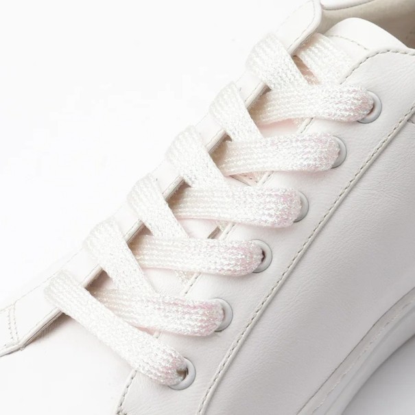 Lacets plats brillants pour chaussures 160 cm 1 paire Lacets scintillants pour baskets stylées Accessoire de mode Lacets brillants Streetwear Chaussures blanc