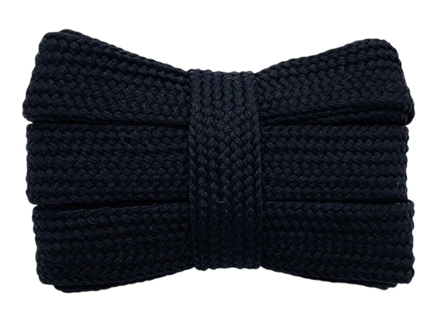 Lacets plats larges 140x2 cm Lacets colorés en polyester pour baskets Accessoire de mode DIY couture Vêtements noir