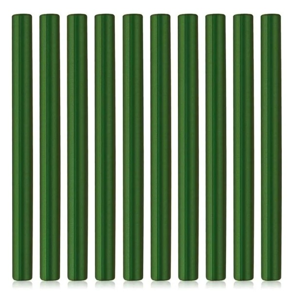 Lacquer Wax Sticks 10 stuks 10 × 0,7 cm Sticks voor lijmpistool voor lakzegels Diepe kleuren Schone afdrukken Goede hechting voor decoraties groen