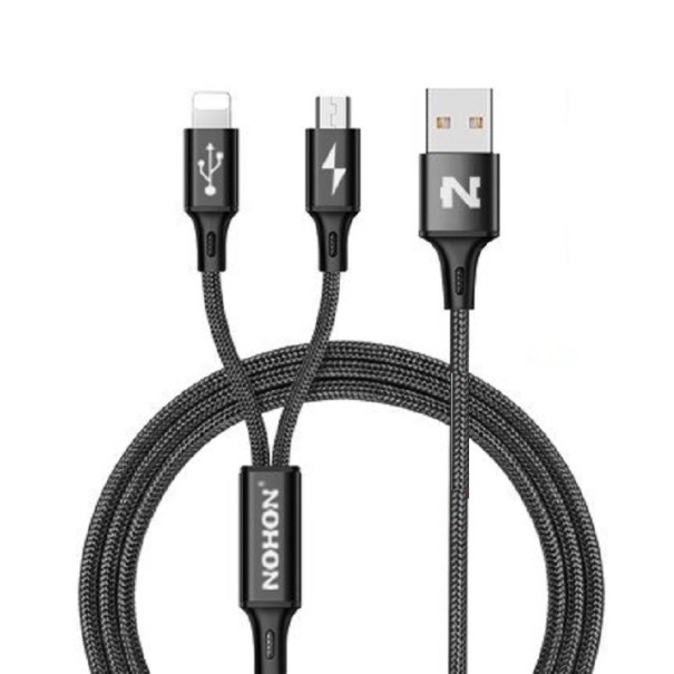 Lade-USB-Kabel für Micro USB / Lightning schwarz