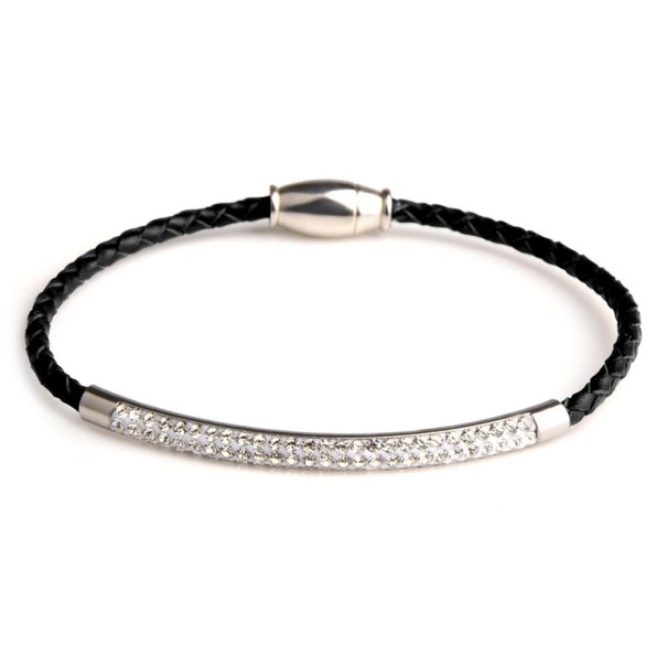 Läderarmband för män H432 svart 17 cm
