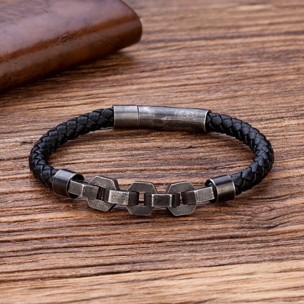 Läderarmband för män H510 19 cm 3