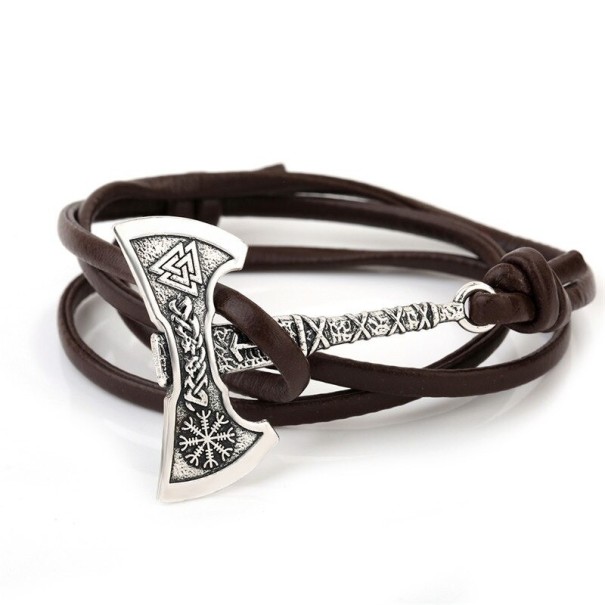 Läderarmband för män med yxa 24
