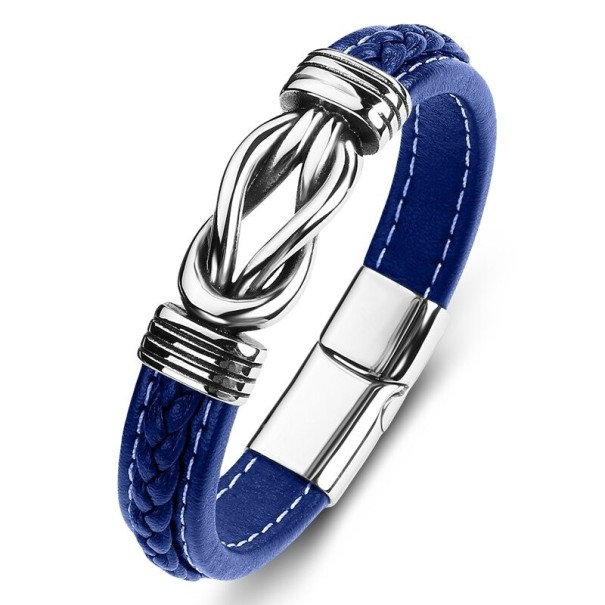 Läderarmband H643 blå 20 cm 2
