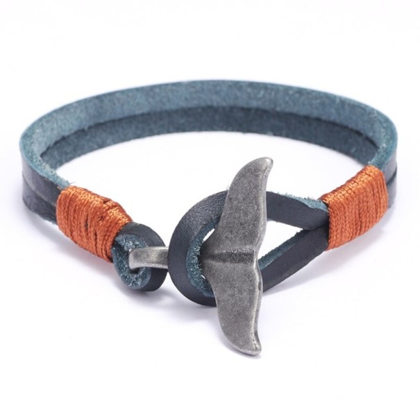 Läderarmband med fenor blå
