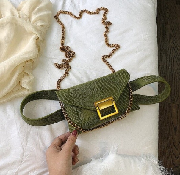 Läderfannypack J161 för kvinnor armégrön