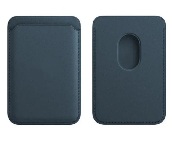 Läderkorthållare med MagSafe magnet för iPhone blå