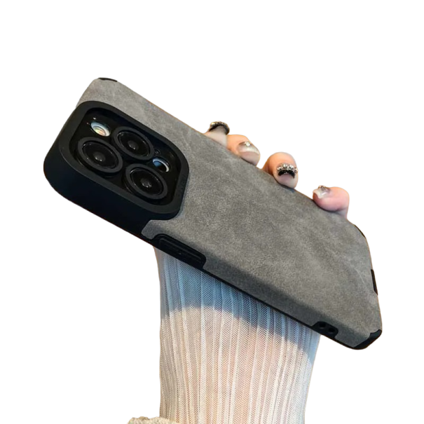 Läderskydd för iPhone 15 Pro mörkgrå