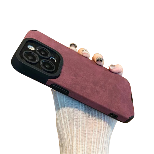 Läderskyddsfodral för iPhone 15 Pro Max röd