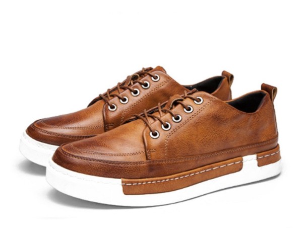 Lädersneakers för män J2645 ljusbrun 38
