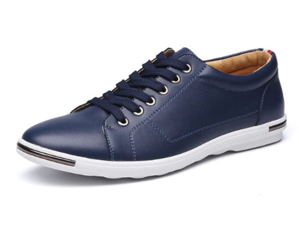 Lädersneakers för män mörkblå 38