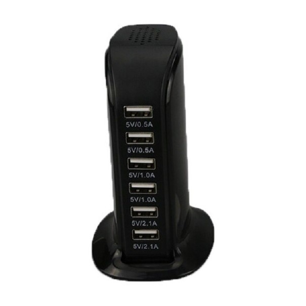 Ladestation 6 USB-porte K801 sort
