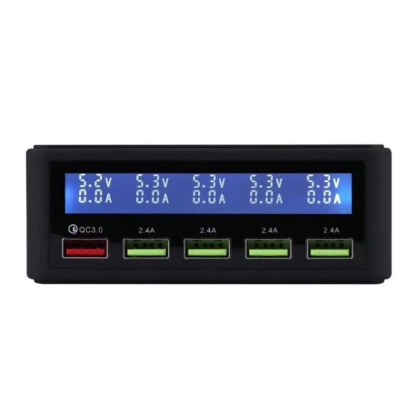 Ladestation Quick Charge 5 USB-Anschlüsse schwarz