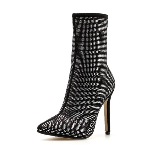 Ladies' Ankle Boots with Rhinestones black 42