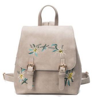 Ladies' Backpack with Floral Pattern J2438 grey