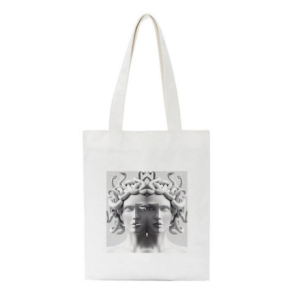 Ladies' bag with a print of ancient statues in a modern collage Shopping bag 35 x 40 cm Handles 30 cm White bag with a striking artistic motif 6