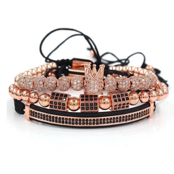 Ladies' Beaded Bracelets 3 pcs old rose