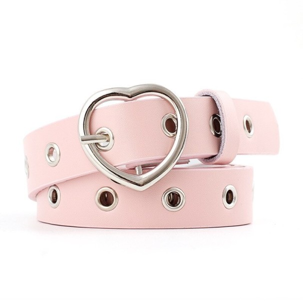 Ladies' Belt with Heart Buckle pink