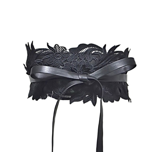 Ladies' Belt with Lace L62 black