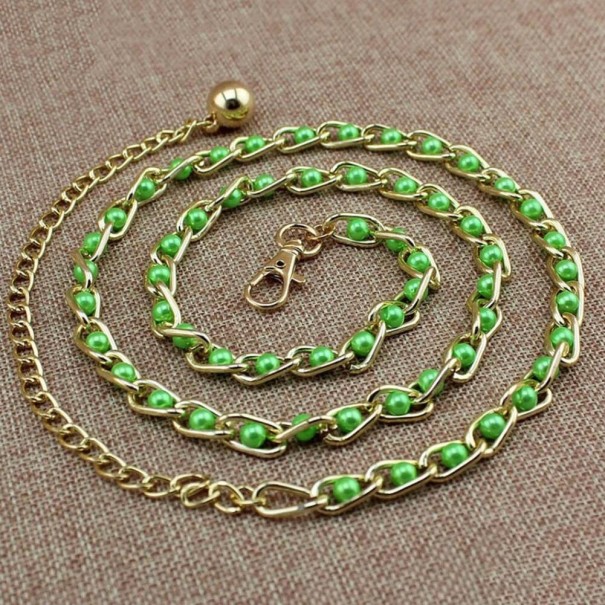 Ladies' Belt with Pearls green