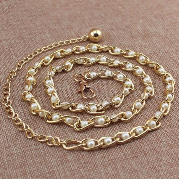 Ladies' Belt with Pearls white