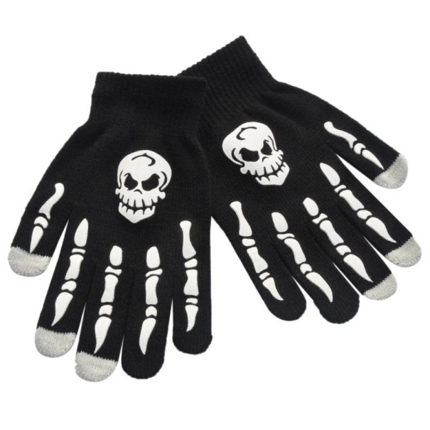 Ladies' Black Gloves with Bones 1