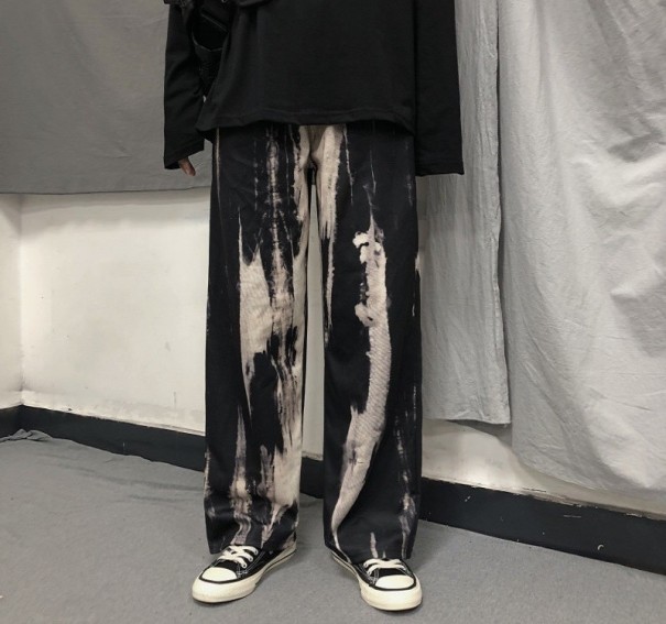 Ladies' Black Patterned Trousers M 3