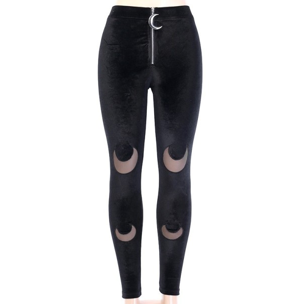 Ladies' Black Trousers with Moons L